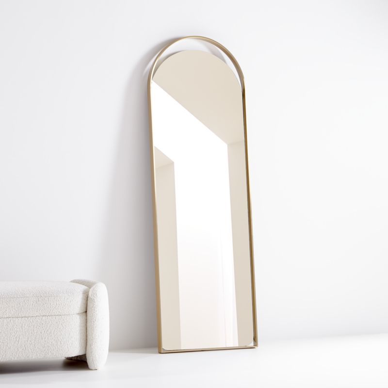 Aosta Brass Arch Cutout Floor Mirror + Reviews | Crate & Barrel | Crate & Barrel