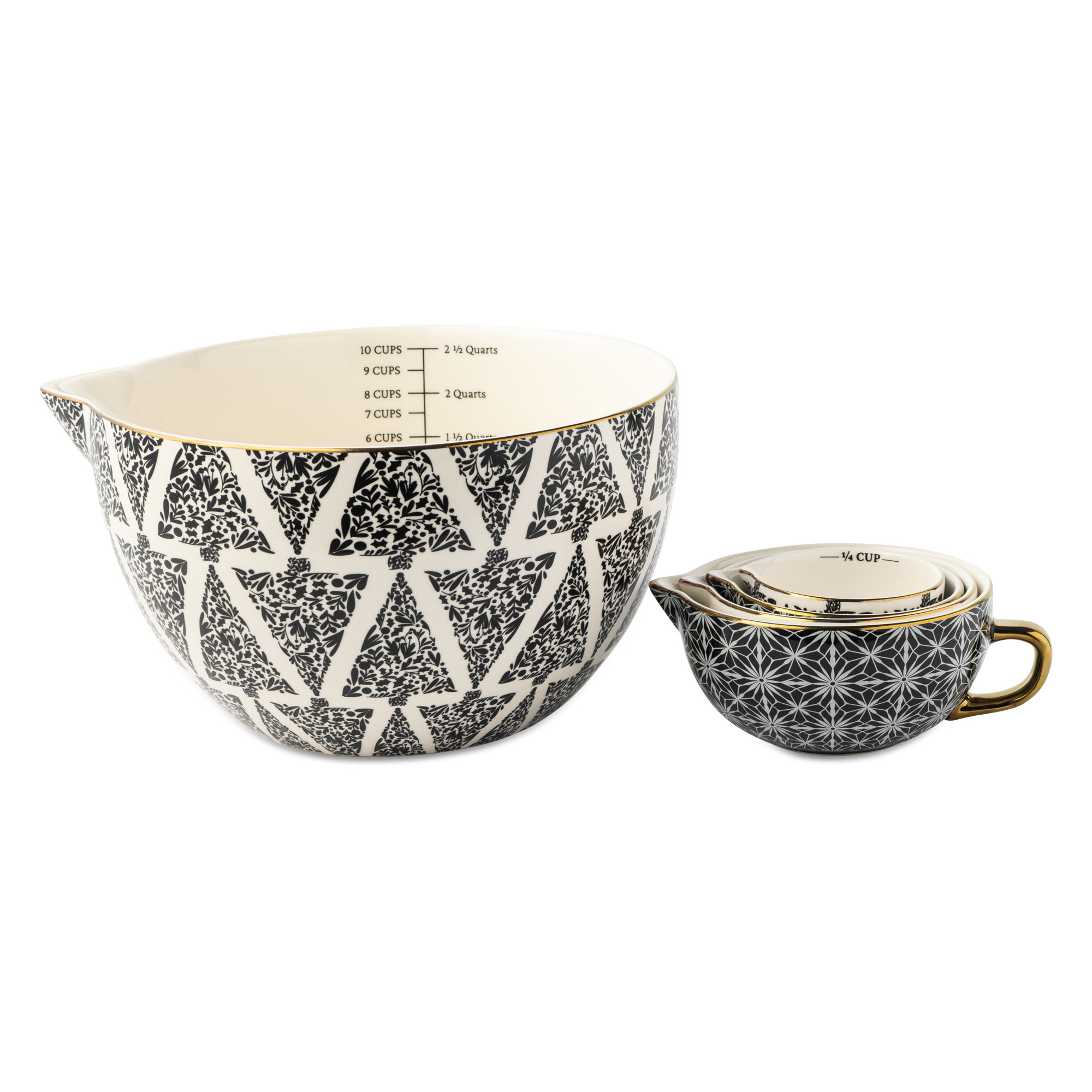 Thyme & Table, Ceramic Mixing Bowl and Measuring Cup Set, Tree Pattern | Walmart (US)