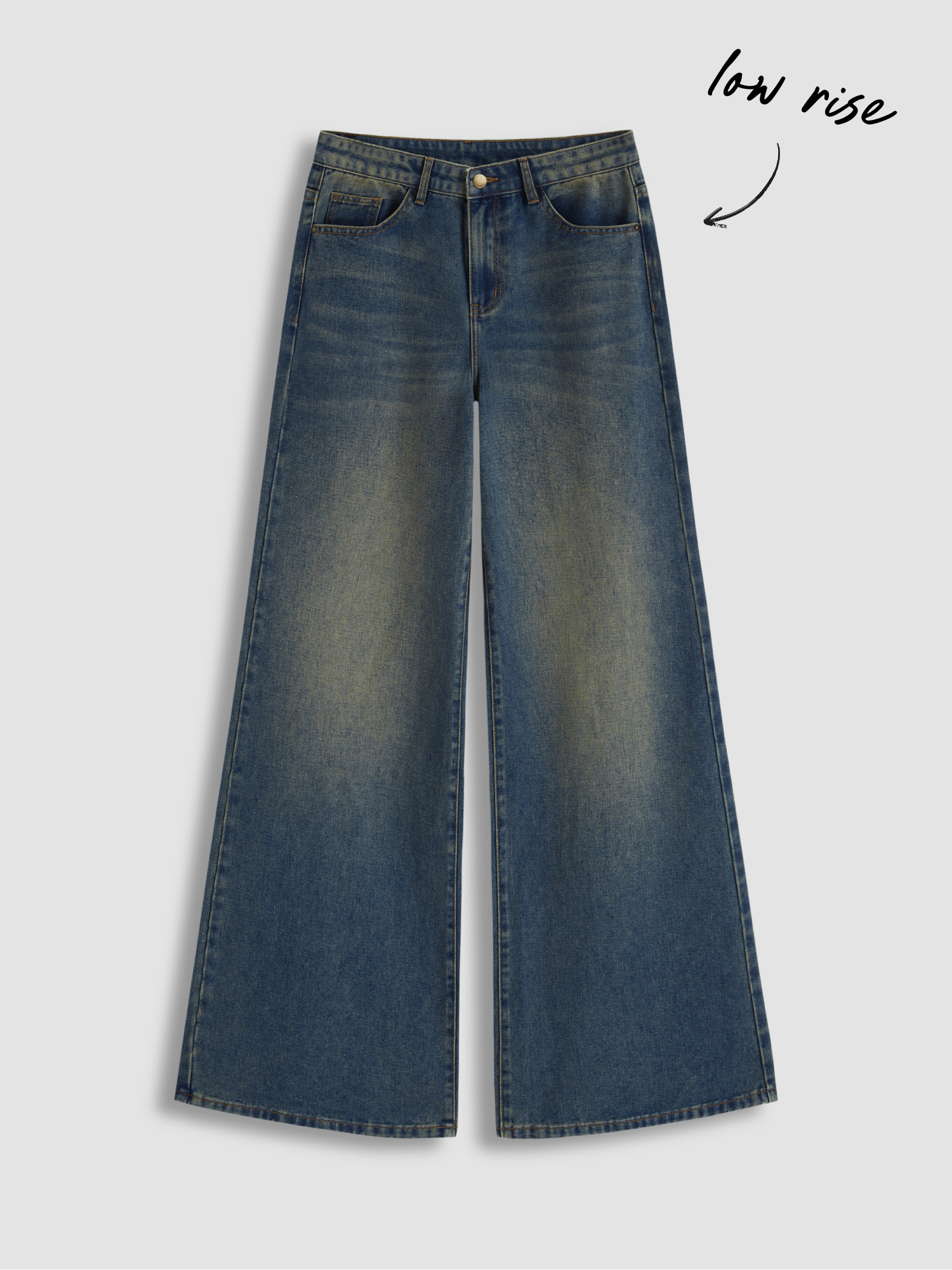 denim denim cargo pants Denim Low-Rise Baggy For Daily Casual | Cider