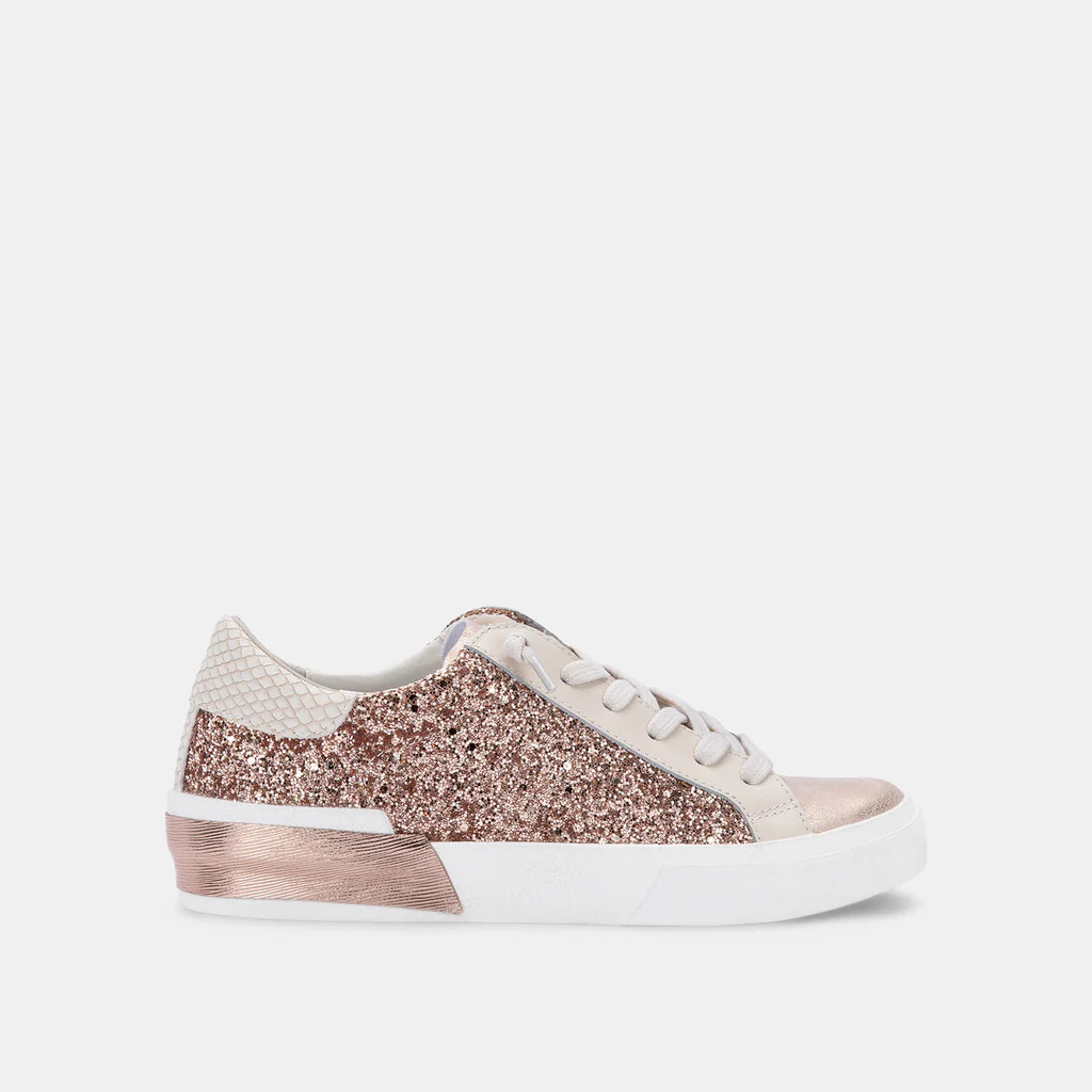 ZINA SNEAKERS ROSE GOLD GLITTER | DolceVita.com