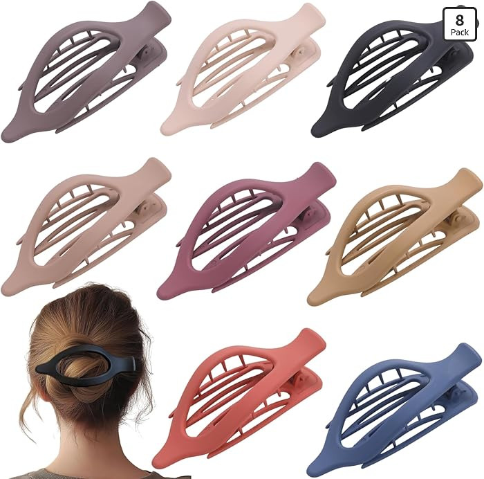 8 Pack Flat Hair Clips for Women,Matte No Crease Flat Claw Clips, Large Strong Hold Barrettes for... | Amazon (US)