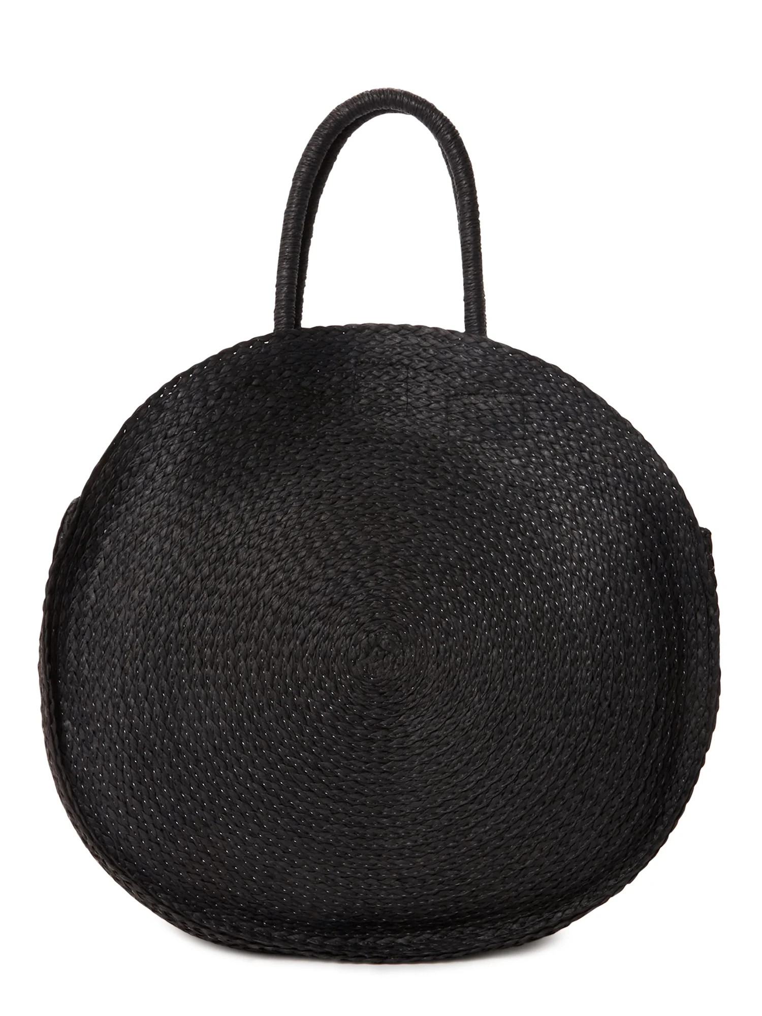 Time and Tru Women’s Circle Straw Tote Bag Black - Walmart.com | Walmart (US)