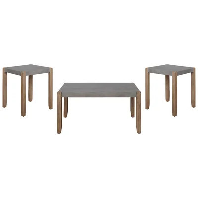 Aston Rustic Industrial 3 Piece Coffee Table Set With 36"W Coffee Table Two 21"W Square End Tables | Wayfair Professional