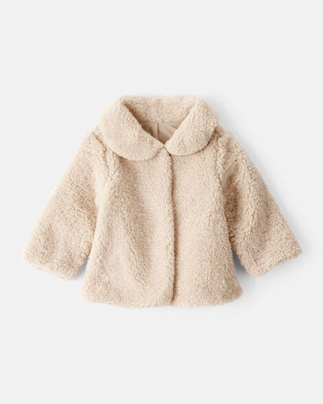 Carter's Baby Girls Girl Sherpa Fashion Jacket - Brown NB Beige | Carter's Inc