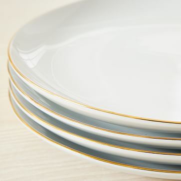 Organic Porcelain Gold-Rimmed Dinner Plate Sets | West Elm (US)