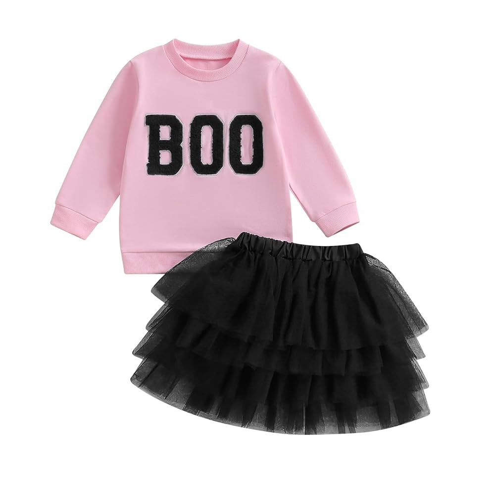 FYBITBO Halloween Outfits For Toddler Girls Baby Kids Boo Sweatshirt Long Sleeve Shirt Tutu Skirt... | Amazon (US)