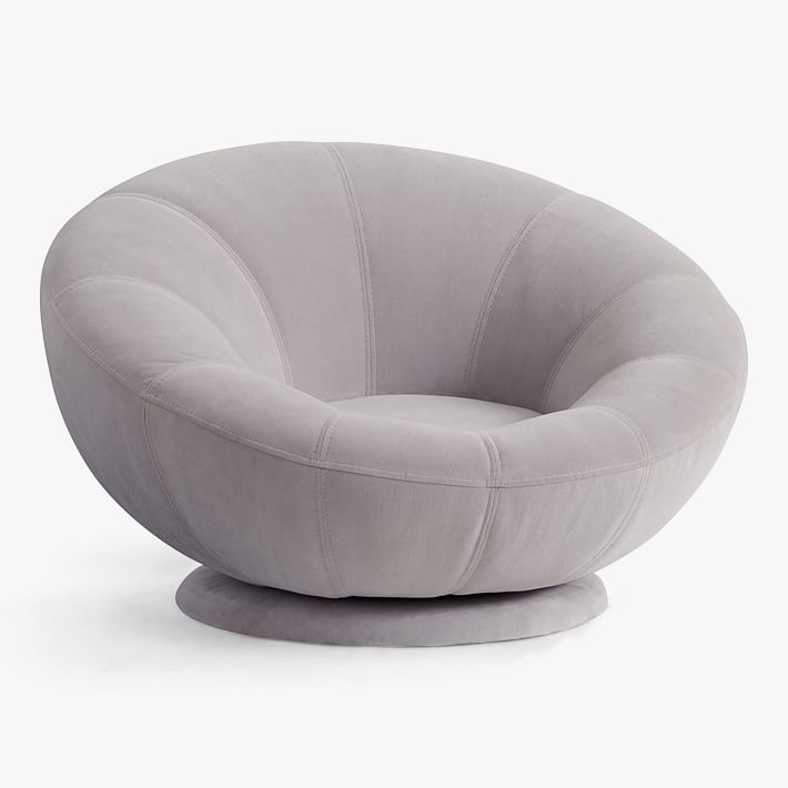 Performance Everyday Velvet Gray Groovy Swivel Chair | Pottery Barn Teen