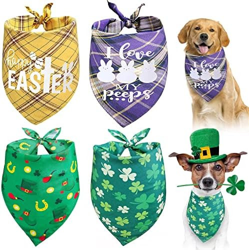 Amazon.com : St. Patrick's Day and Easter Dog Bandanas Holiday Set- Irish Clover Shamrock Triangl... | Amazon (US)