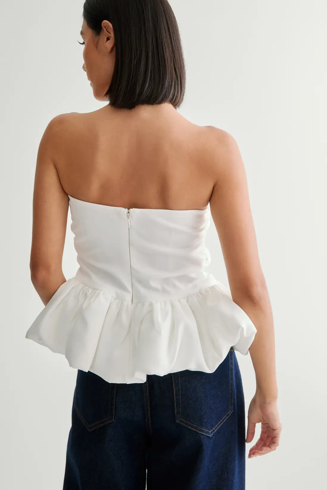 Ivory Nasty Gal Tailored Puffball Hem Top | Debenhams | Debenhams UK
