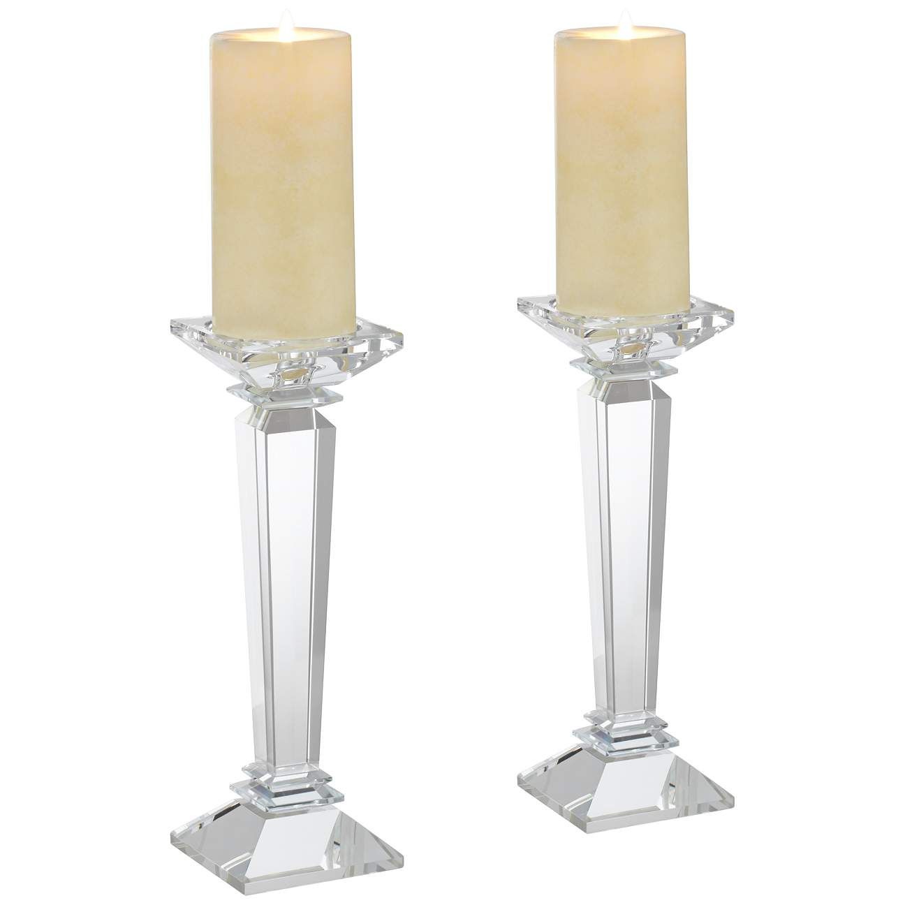 Portia 11" High Crystal Candle Holders Set of 2 | LampsPlus.com
