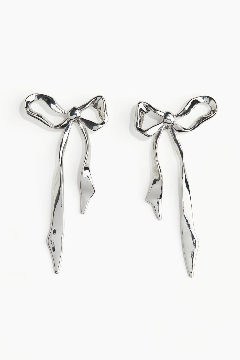 Bow-Shaped Earrings - Silver-colored - Ladies | H&M US | H&M (US + CA)