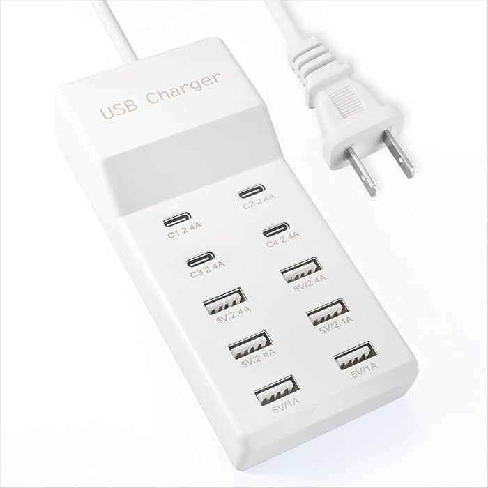 USB Charging Station with 6 USB-A & 4 USB-C Ports, 50W 10A USB Charging Block for Smart Phone, Ta... | Amazon (US)