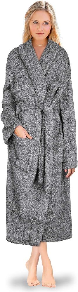 Premium Womens Plush Soft Robe Fluffy, Warm, Fleece Sherpa Shaggy Bathrobe | Amazon (US)