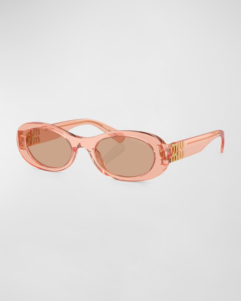 Logo Acetate Oval Sunglasses | Neiman Marcus