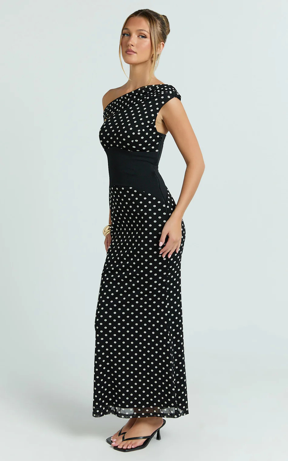 Ava Midi Dress - Asymmetrical Neckline Dress in Black | Showpo (US, UK & Europe)