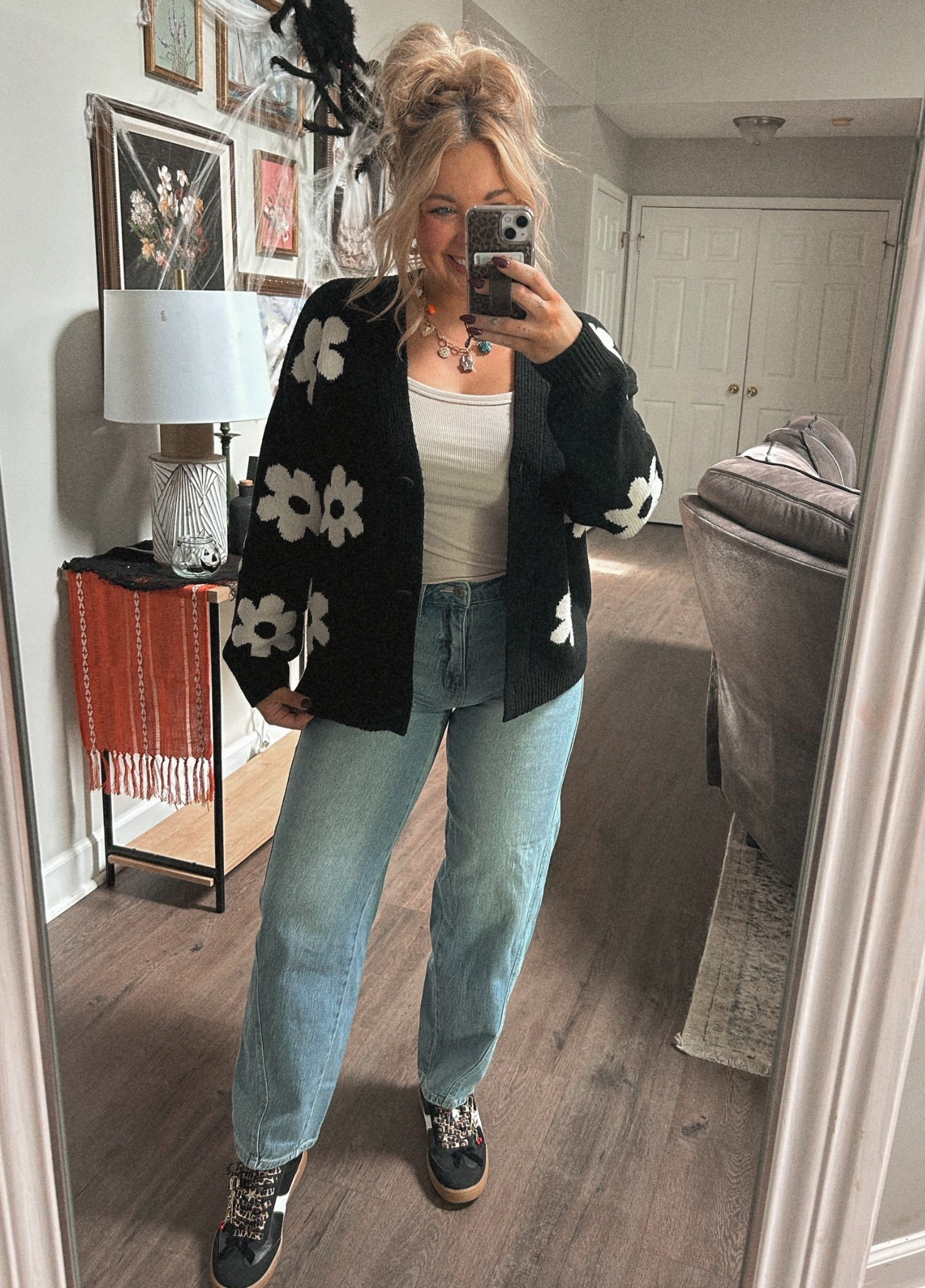 Walmart head to toe look of the day! 😍✨ Wearing a size 10 jeans and medium sweater and tank! 

#LTKSeasonal #LTKFindsUnder50 #LTKMidsize