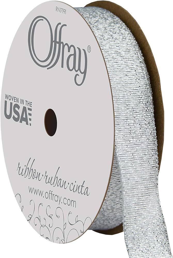 Offray 5/8" Wide Galena Craft Ribbon, 4 Yards, Silver | Amazon (US)