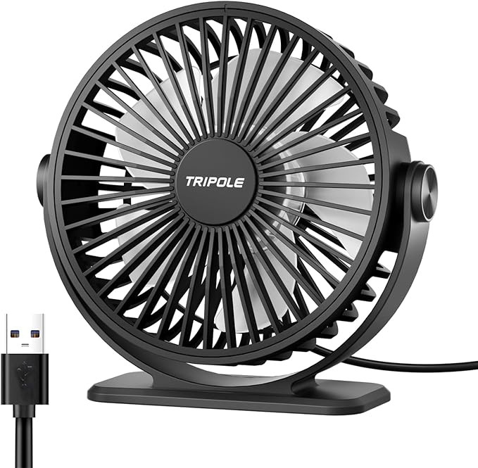 TriPole Desk Fan USB Powered Small Portable Fan, 3 Speeds Adjustable Strong Breeze Mini Personal ... | Amazon (US)