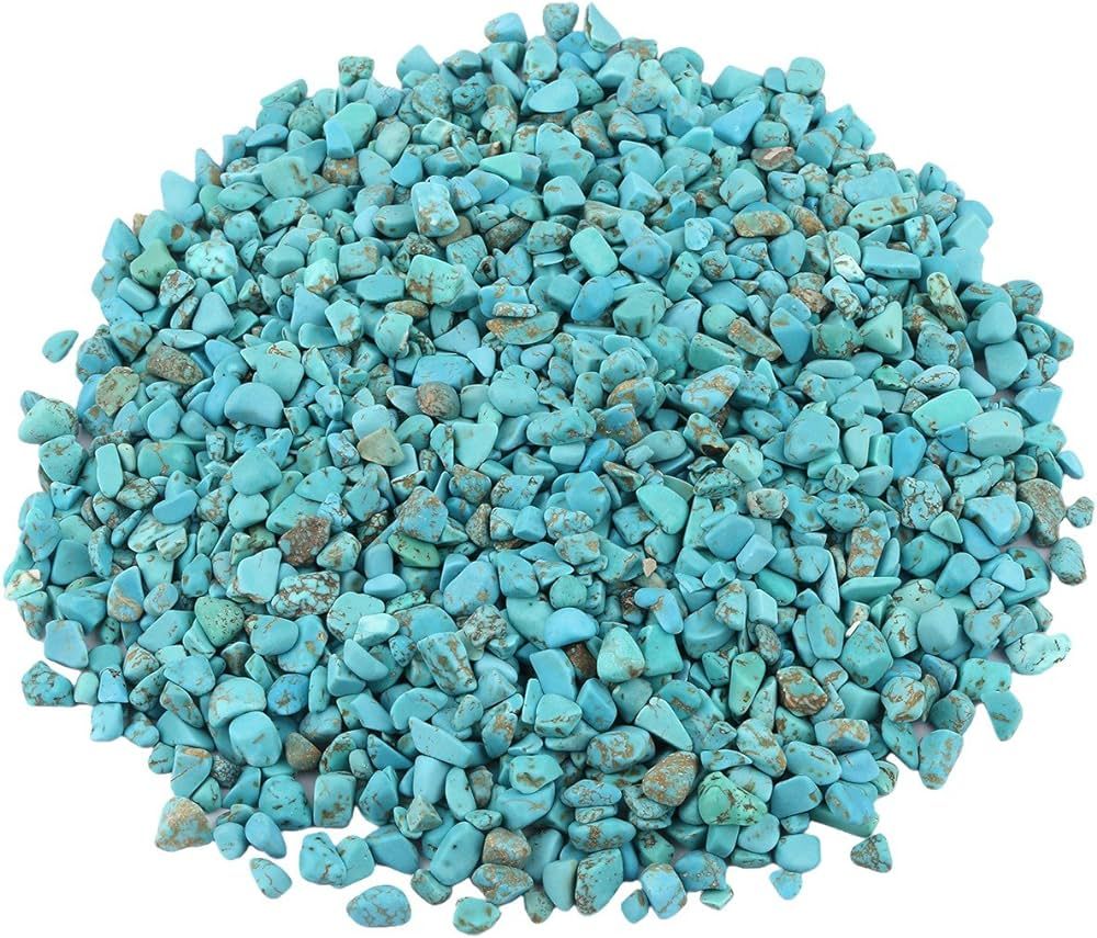 rockcloud 1 lb Howlite Turquoise Small Tumbled Chips Crushed Stone Healing Reiki Crystal Jewelry ... | Amazon (US)