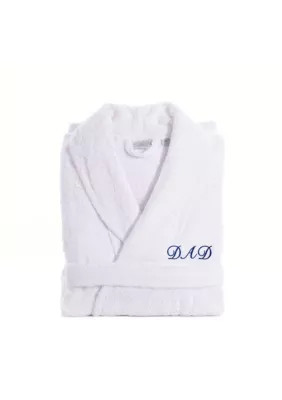 Linum Home Textiles Terry Bathrobe Embroidered with Dad Design, White, S/M | Belk
