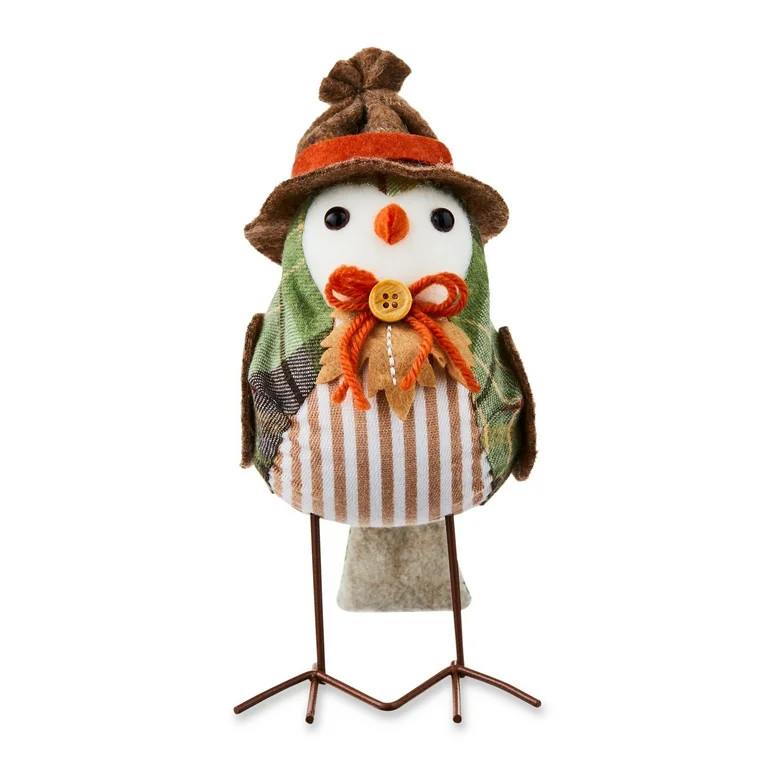 7 in Brown Hat Fabric Bird Harvest Tabletop Decoration, Way to Celebrate | Walmart (US)