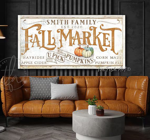Fall Market Pumpkin Farm Sign Rustic Fall Decor Family Name Modern Farmhouse Wall Decor Autumn Ha... | Etsy (US)