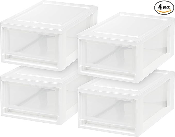 IRIS USA MSD-1 Compact Stacking Drawer, White, 6 Quart, 4-Pack | Amazon (US)