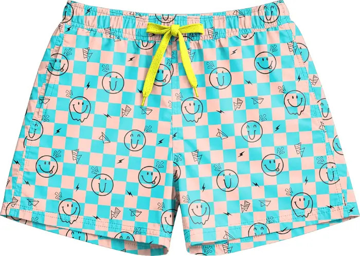 Boys Retro Smiley Print Board Shorts | Nordstrom