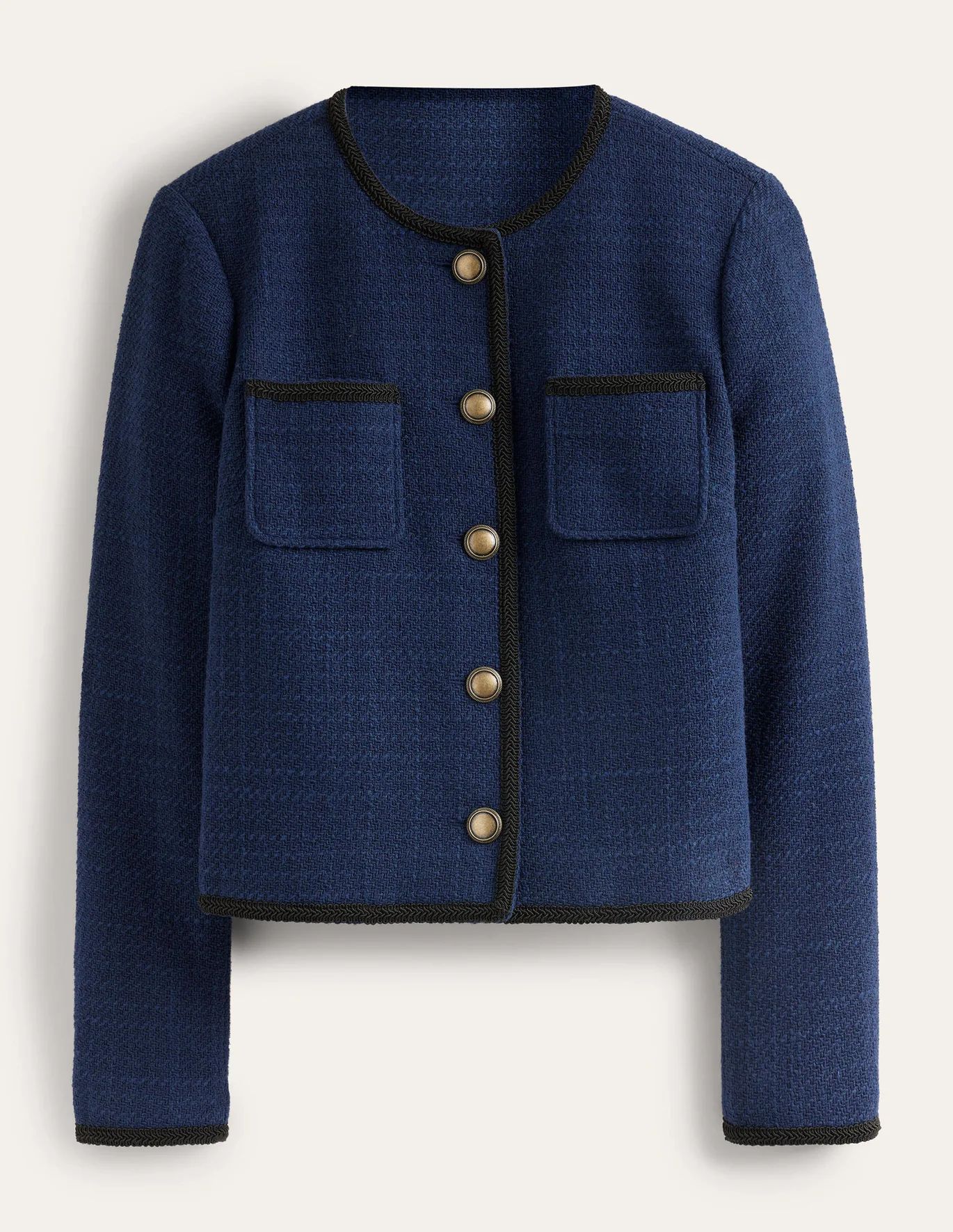 Trimmed Textured Jacket - Evening Blue | Boden (UK & IE)