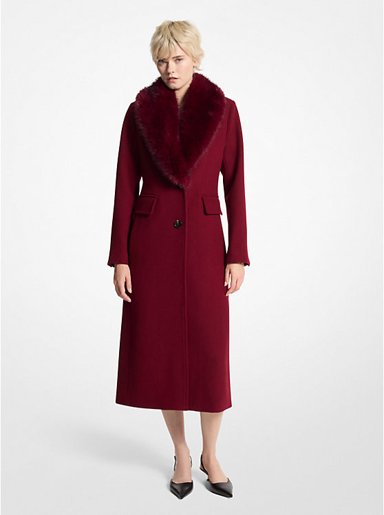 Faux Fur Collar Wool Blend Coat | Michael Kors US