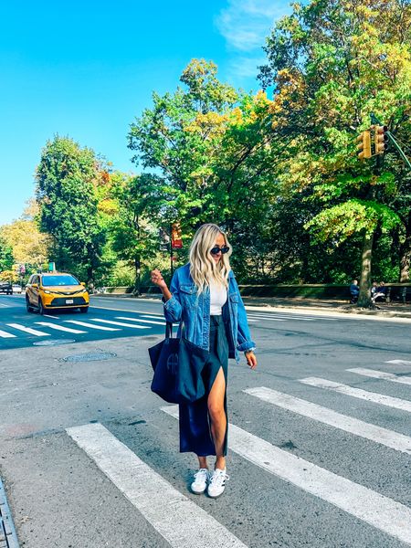 Size XS satin skirt
Size XS denim jacket- fit us oversized 
Tee/ size Xs use code: toreystreasures 

#LTKSeasonal #LTKfindsunder100 #LTKfindsunder50