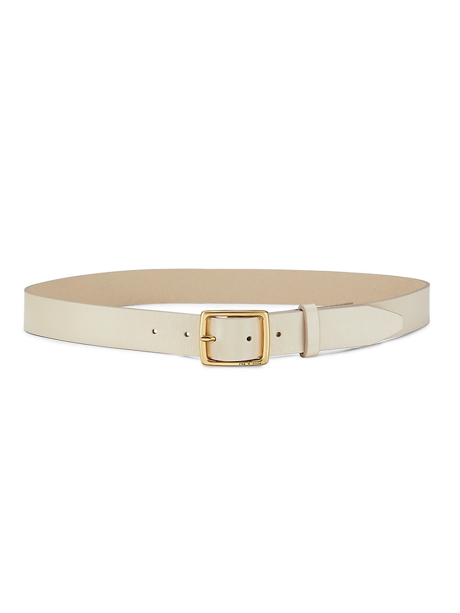 Women's Boyfriend Smooth Leather Belt - Turtle Dove - Size Medium | Saks Fifth Avenue