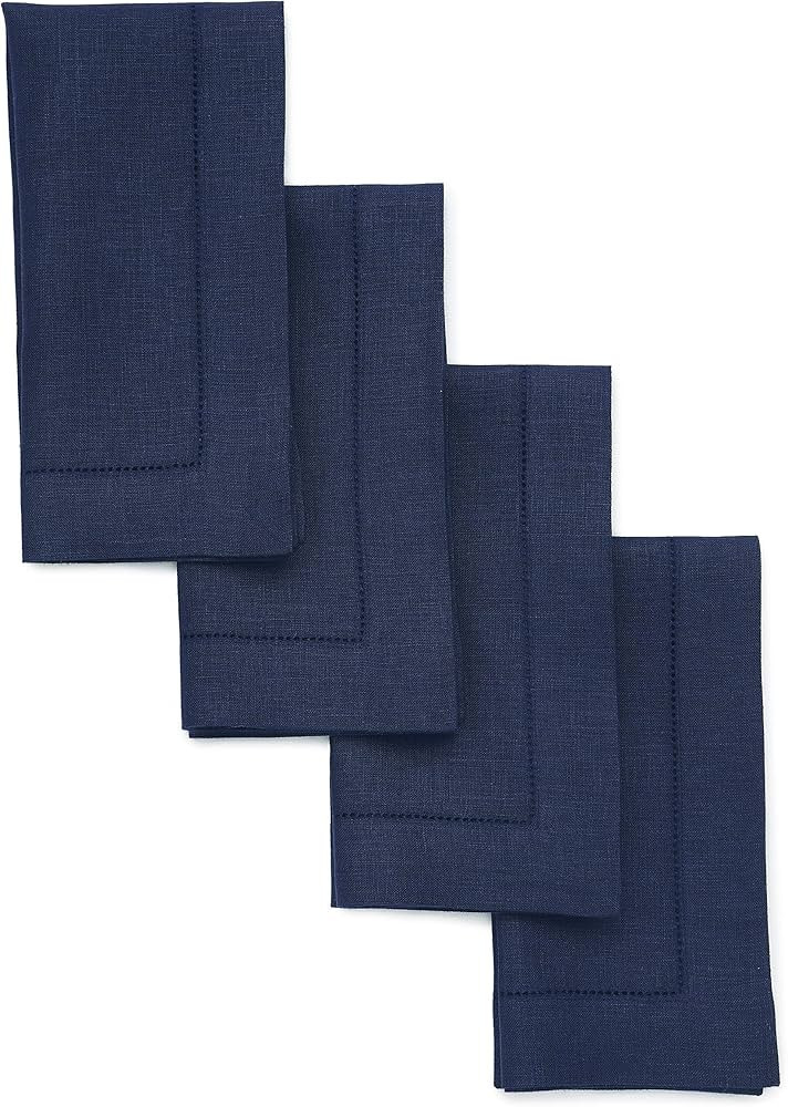 Solino Home Linen Dinner Napkins 20 x 20 Inch - 100% Pure Linen Navy Cloth Napkins Set of 4 for S... | Amazon (US)