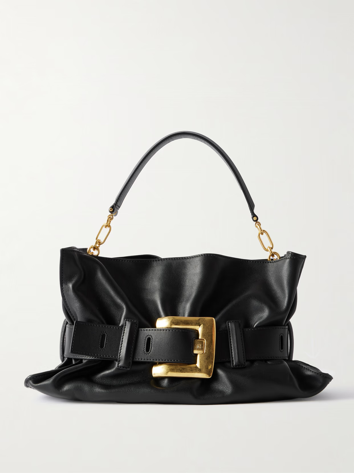 Balmain - Anthem Medium Buckled Leather Shoulder Bag - Black | NET-A-PORTER (UK & EU)