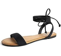 SANDALUP Tie Up Ankle Strap flat sandals for women | Amazon (US)
