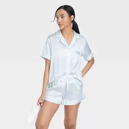 Women's 3pc Satin Notch Collar and Shorts Pajama Set - Stars Above™ | Target