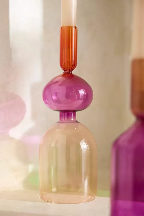 Colorblocked Glass Taper Holder | Terrain