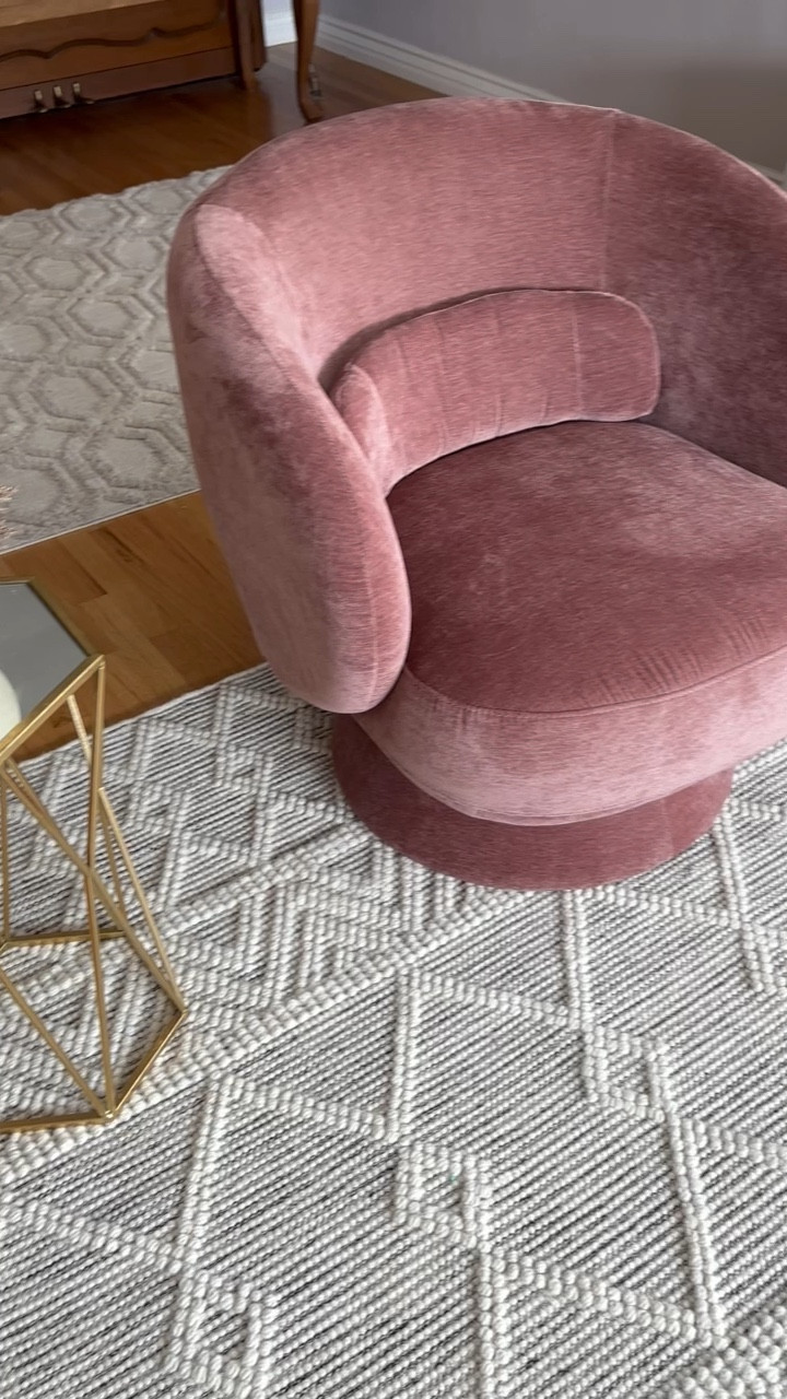 Never met a rose accent chair I didn’t love 💕 💕 this one swivels, and it’s comfortable and affordable!  It comes in other colors too if this is too pink for you.  But I say, if you’re not scaring your husband a little ARE YOU EVEN DECORATING??? 

#LTKHome