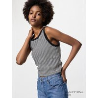 Uniqlo - Ribbed Cropped Sleeveless Bra Top (stripe) - Black | UNIQLO (UK)