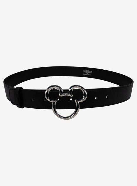 Disney Mickey Mouse Ears Silver Buckle Vegan Leather Belt | BoxLunch