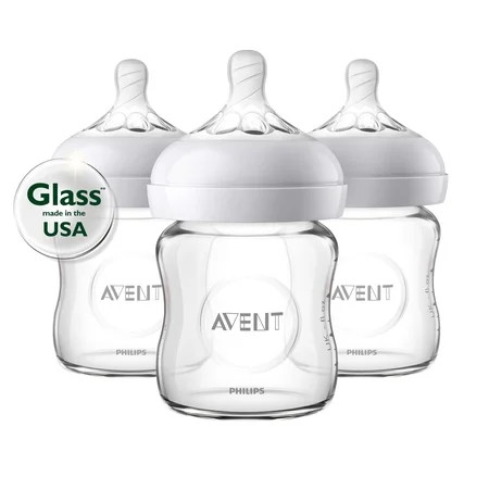 Philips Avent Glass Natural Baby Bottle 4oz 3pk SCF701/37 | Walmart (US)
