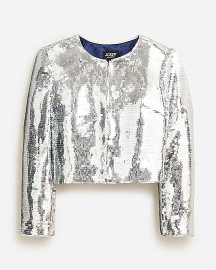 Collection Louisa lady jacket in silver sequin | J. Crew US