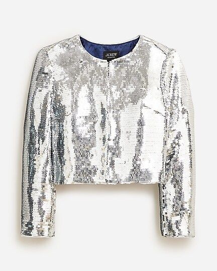 Collection Louisa lady jacket in silver sequin | J.Crew US