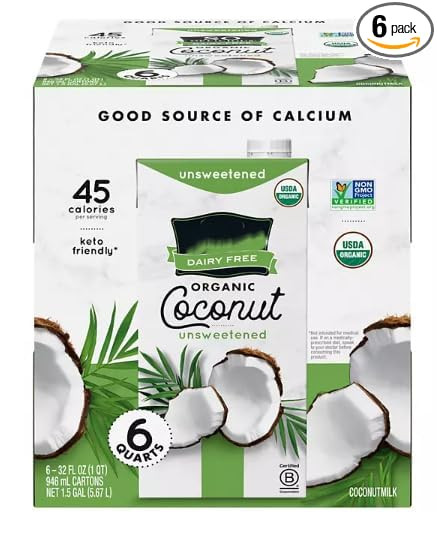 Dairy Free - Organic Coconut Milk Beverage Organic Unsweetened, 32-Ounce - 6 ct- BY LOS | Amazon (US)
