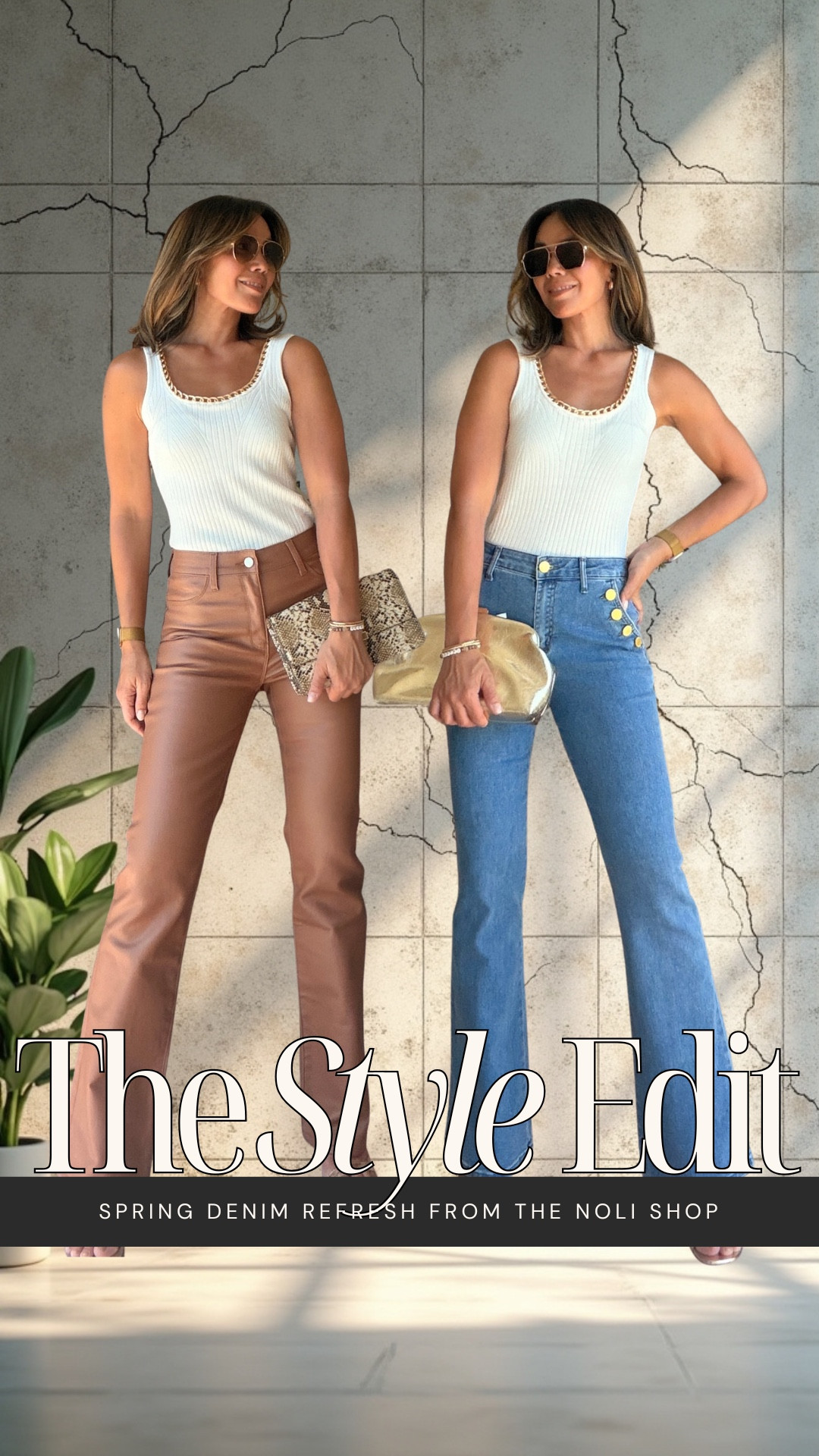 Date night, but make it denim👖✨

Two completely different directions from @thenolishop ~ Aria in mocha with that sleek, coated finish, and Allegra in medium blue with the gold side button detail that really makes a statement. Both have that four-way stretch that moves with you and holds its shape.

Also wearing their Millie Knit Tank in pearl with both. Which one are you choosing-Aria or Allegra? 🫶🏼

#ad

#LTKSeasonal #LTKgrwm #LTKootd