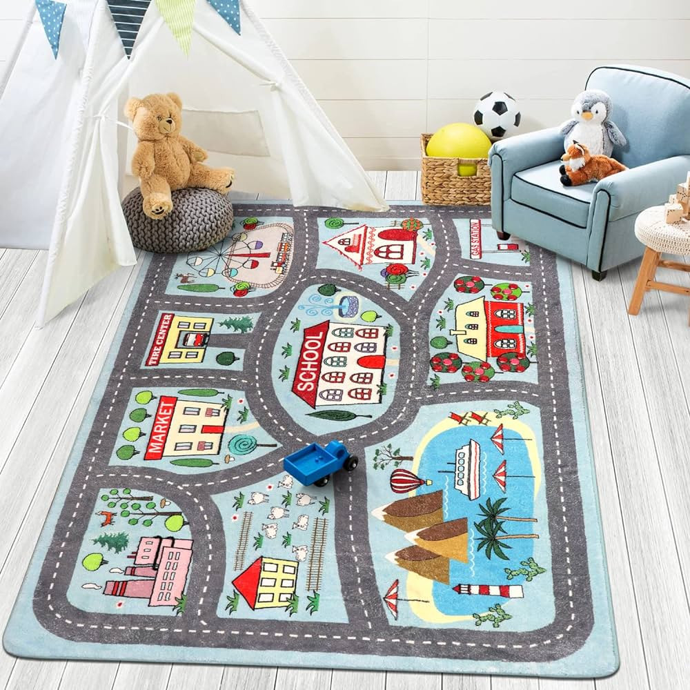 LIVEBOX Soft Kids Rug 4'x6' Carpet Play Mat for Baby Boys Girls, City Life Road Traffic Playroom ... | Amazon (US)
