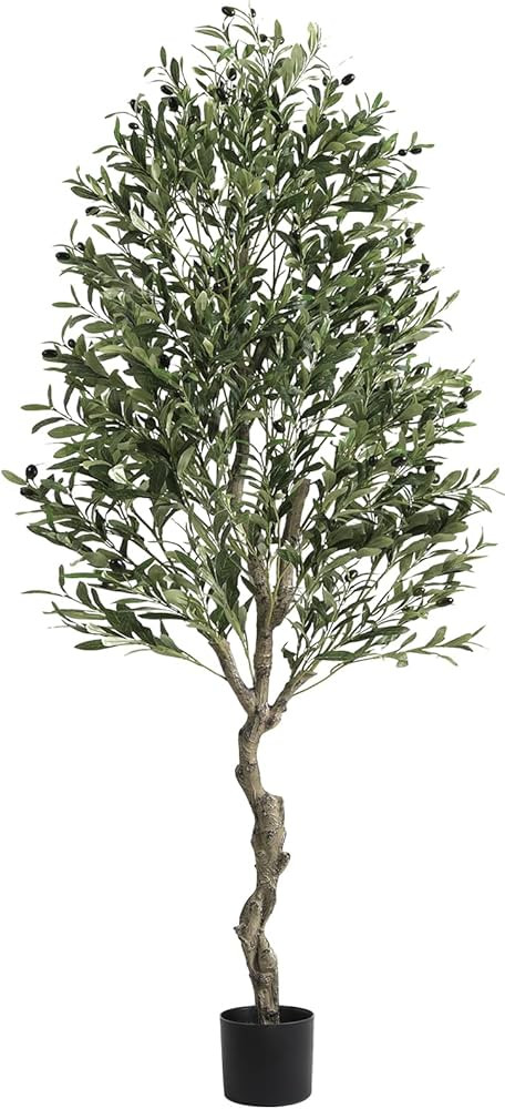 VIAGDO Artificial Olive Tree 6.2ft Tall Fake Potted Olive Silk Tree with Planter Large Faux Olive... | Amazon (US)