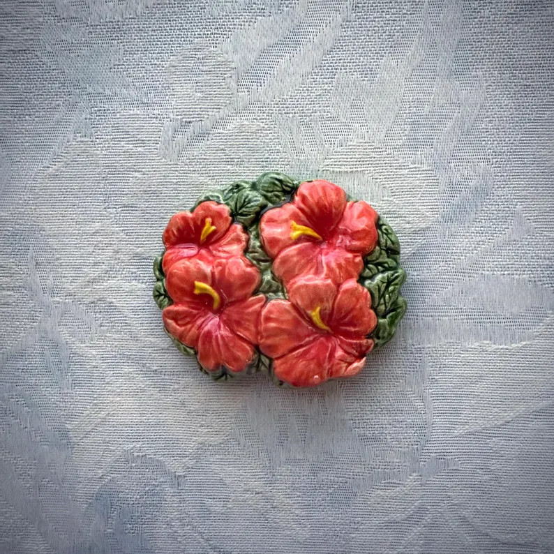 Ceramic Hibiscus Specialty Tile, Hand Painted, Garden Mosaic Supply - Etsy | Etsy (US)