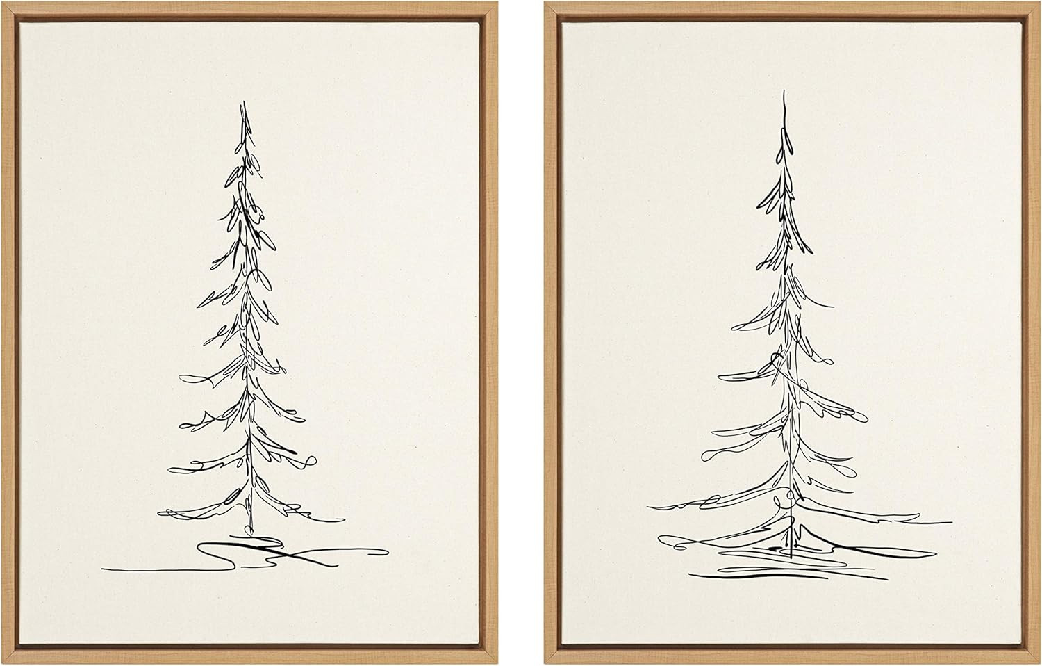 Kate and Laurel Sylvie Minimalist Evergreen Trees Framed Linen Textured Canvas Wall Art by The Cr... | Amazon (US)
