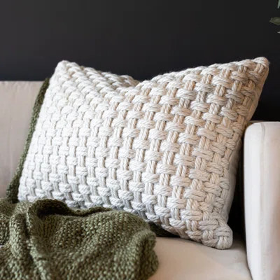 16x24 Knotted Filled Lumbar Pillow White | Wayfair North America